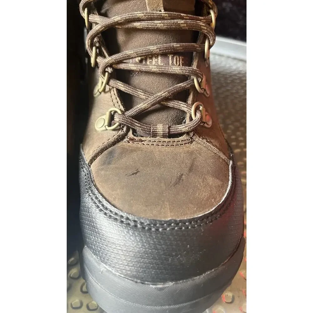Men's Rockport Work Steel Toe Brown Leather Boots ASTMF2413-11 Size 9W